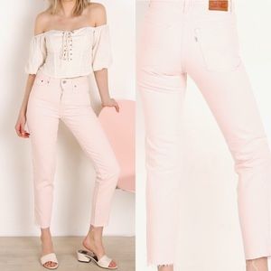 Levi’s Wedgie High Rise Button Fly Pink Jeans